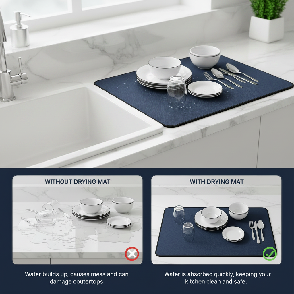 Kitchen Counter Dish Drying Mat